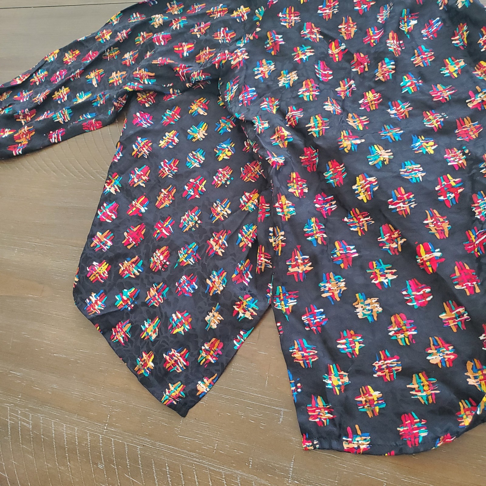 NEW Vintage 80’s Ann May 100% Silk Abstract Geo Art deco Retro Blouse Top XS