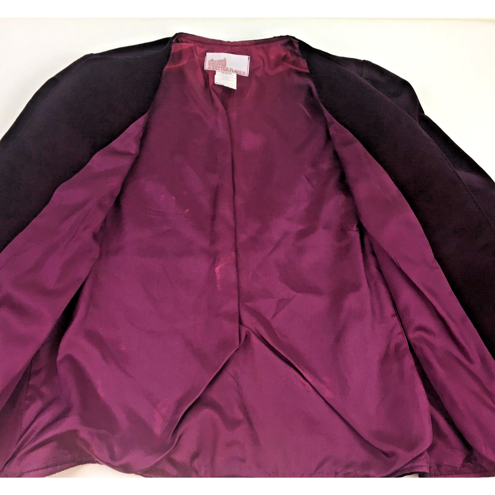 renaissance Ren Faire Womens Velvet jacket lined Size 8 Plum Black Boho