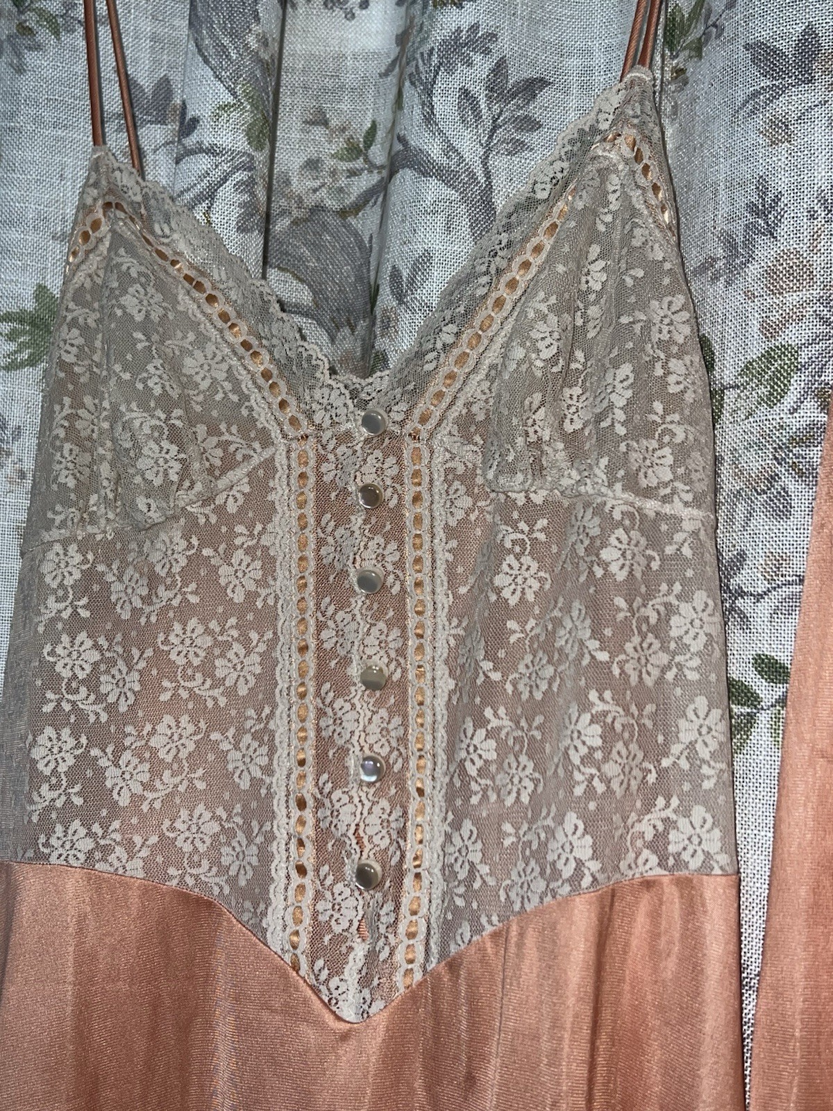 Vintage Pin-up 50”s Henson Kickernick Peach Lace Babydoll Nightgown Robe Set Sm