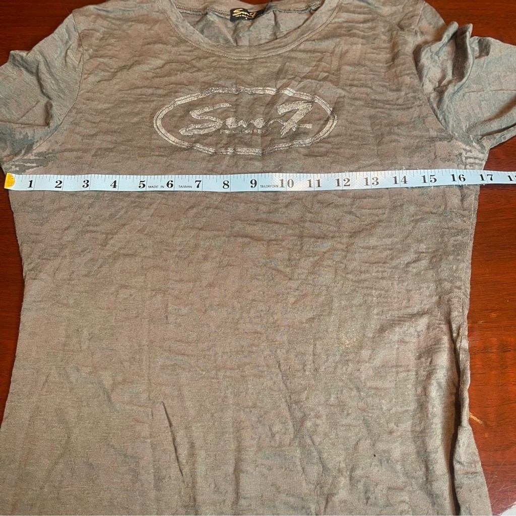 Seven7 Vintage Y2K Long Sleeve Semi Sheer Graphic Tee Fitted Grunge Style Sz M