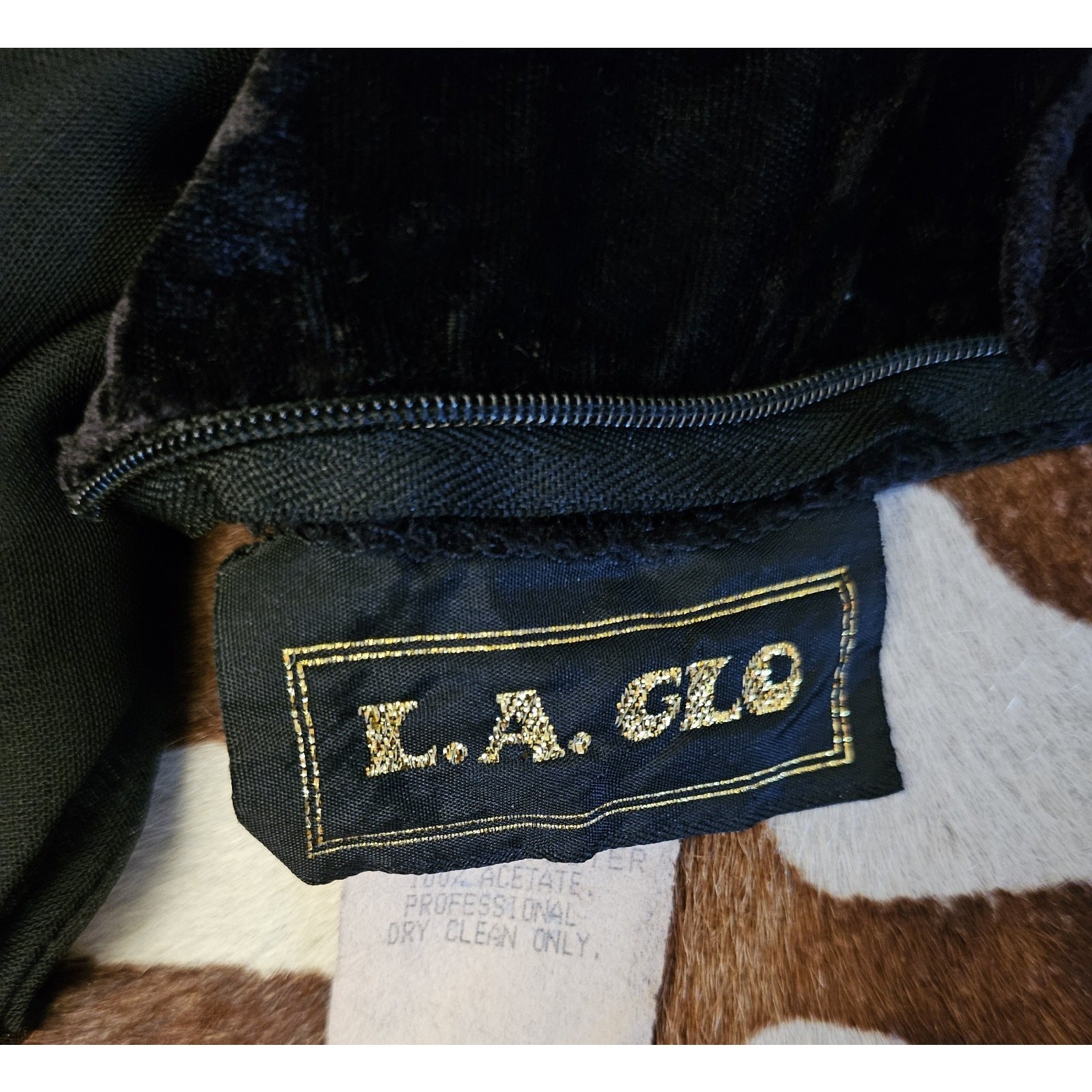 L.A. Glo Vintage 80s 90s Black Crushed Velvet Formal Mini Dress Sz 5/6