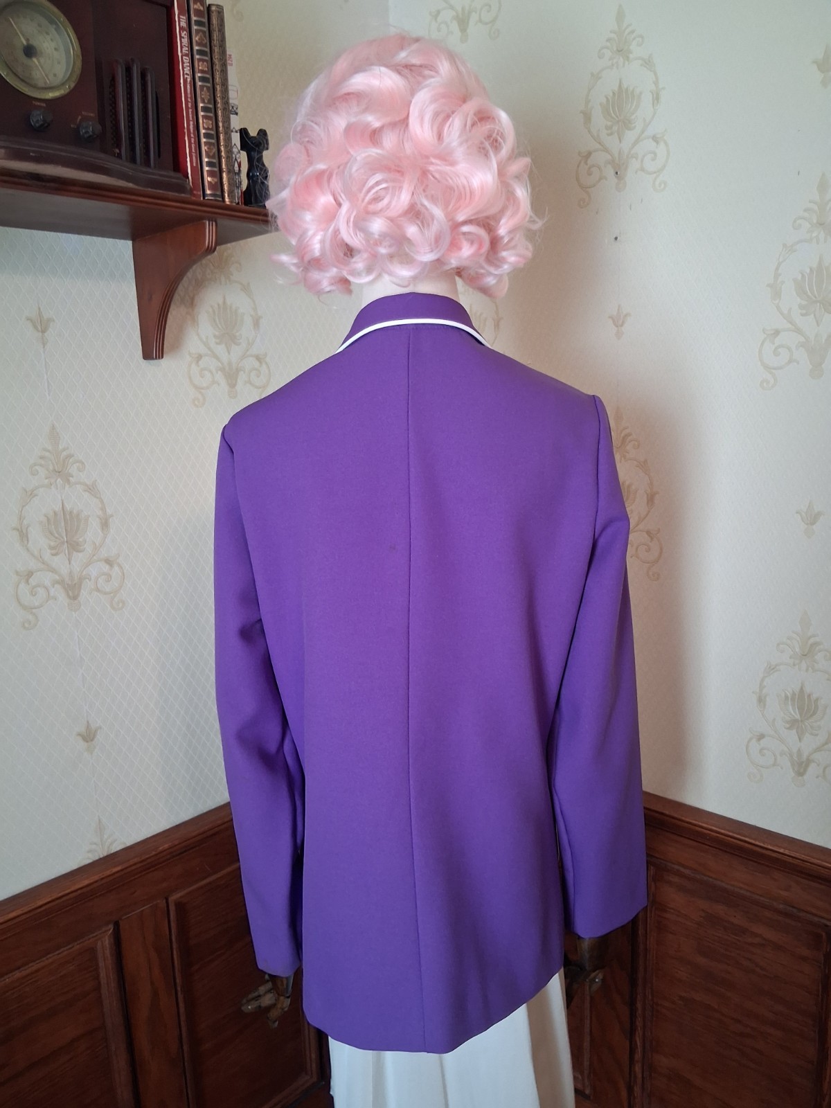 Vintage 1970s NPC Fashions Purple Mod Retro Prep Jacket w/White Piping
