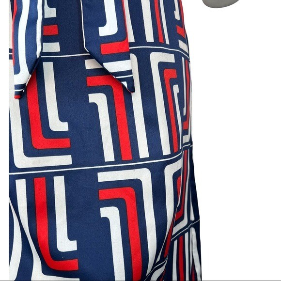 VINTAGE 70’s LANVIN Paris Red White & Blue Long sleeve Shirt Dress Sz 10 w/Belt