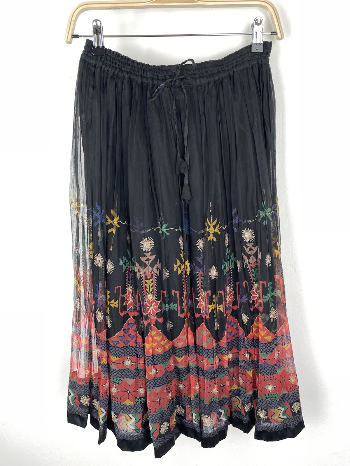 VTG 70s 80s Skirt Set Gauze Hippy Boho Festival SZ M Rayon (DAMAGED AS IS