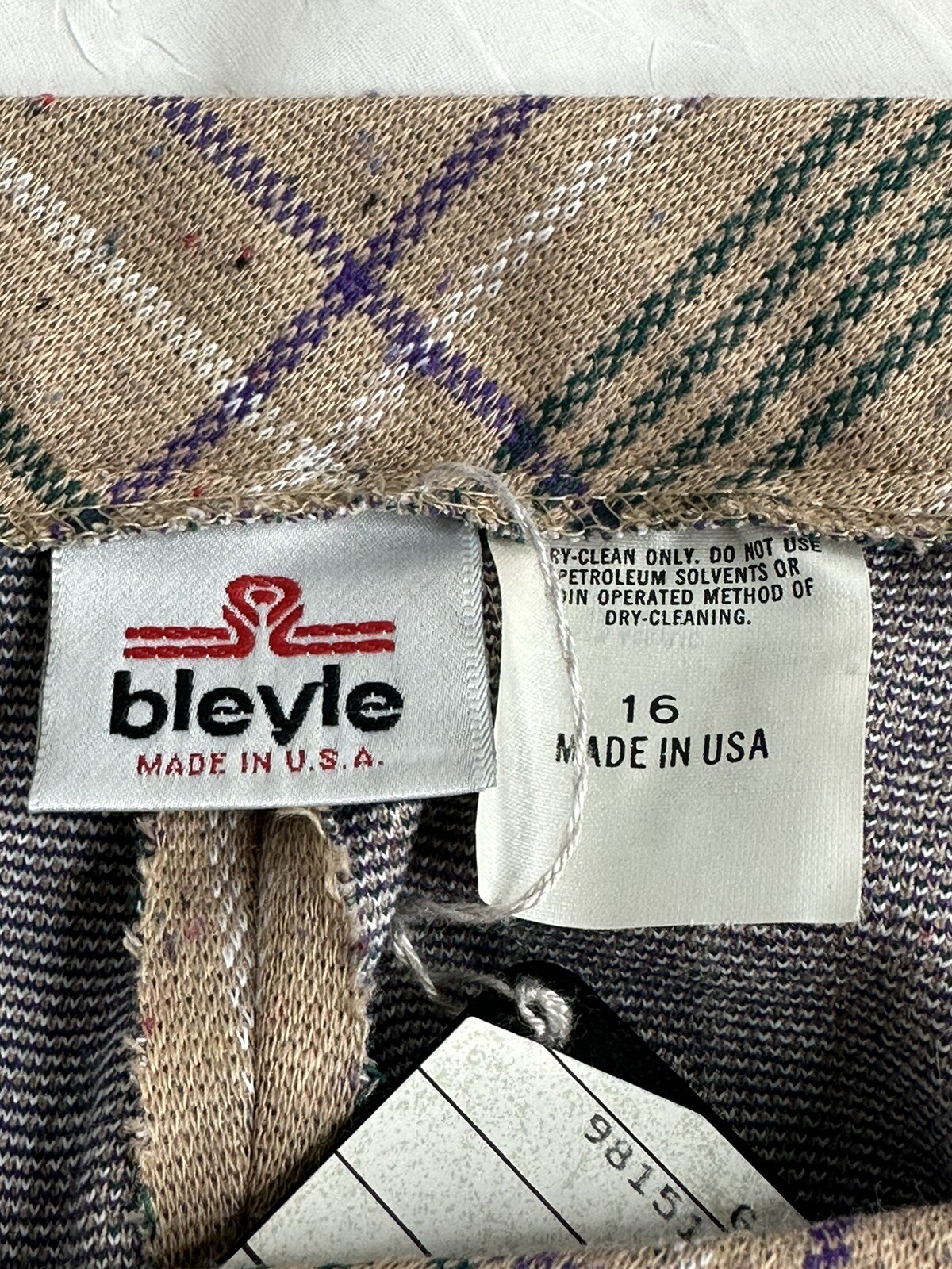 Vintage 1970s Women’s Bleyle Plaid Polyester High Waisted Pants Sz 16 Large NWT