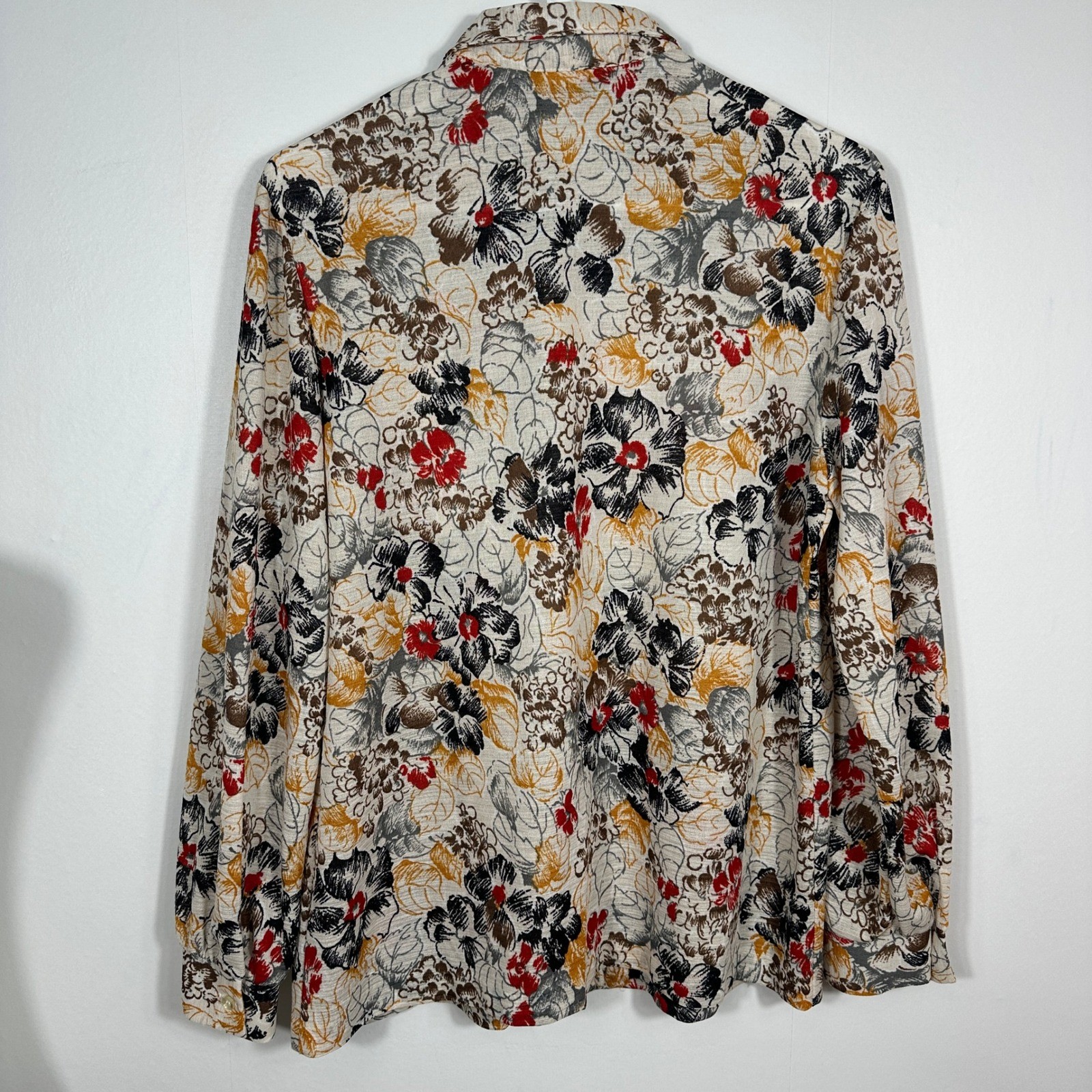 Russ Togs Floral Blouse Womens M Multicolor Excellent Vintage 70s Button Up