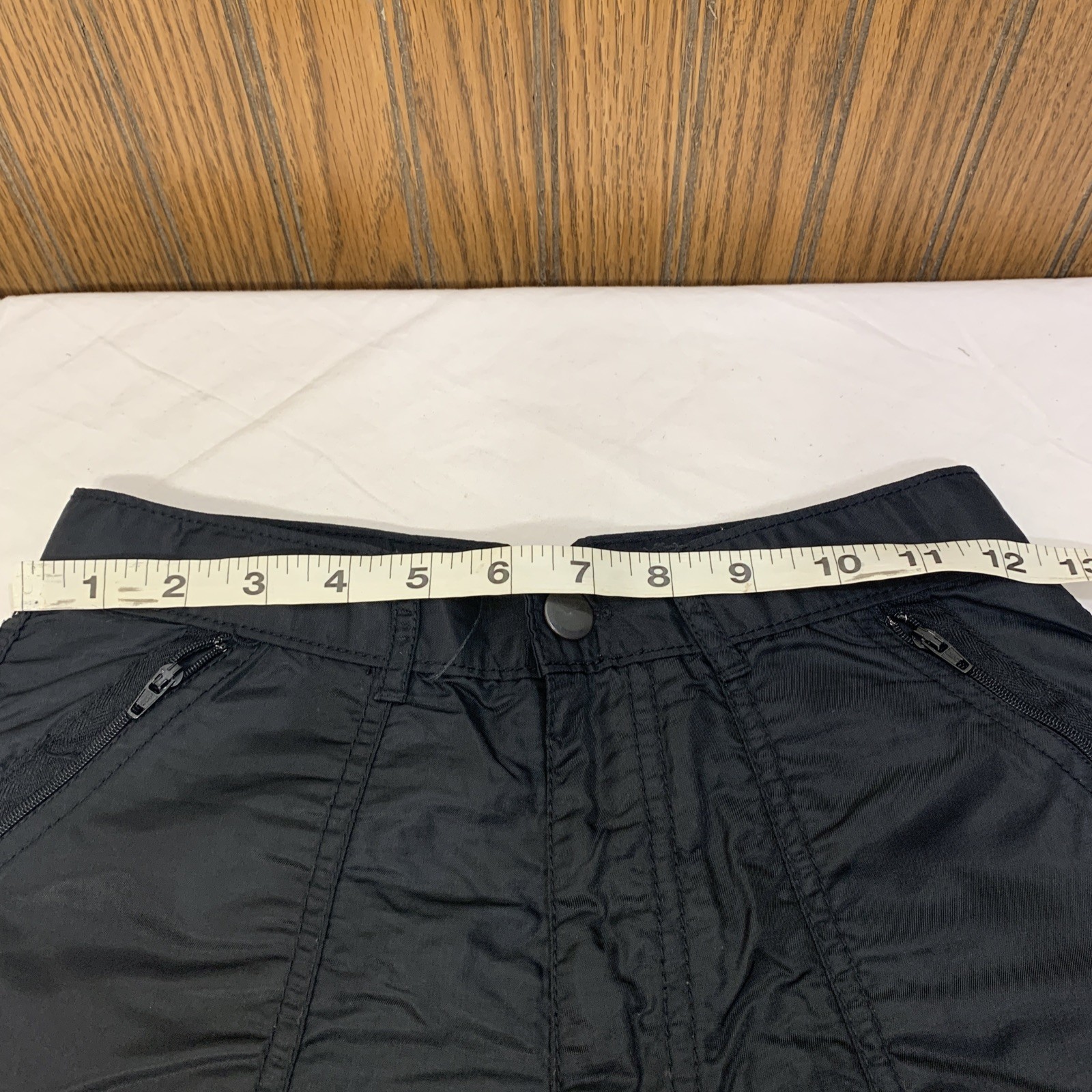Iconic 80’s Black Parachute Pants Nylon Cargo 6 Pockets Zip Leg Size 7-8