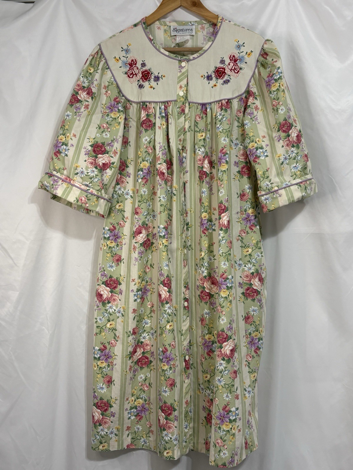 Signatures By Smart Time Vintage Floral Nightgown W Sz 1X Cottagecore Country
