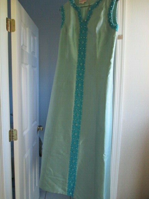 Custom Made Vintage BLUE FLOOR LENGTH GOWN SIZE 8