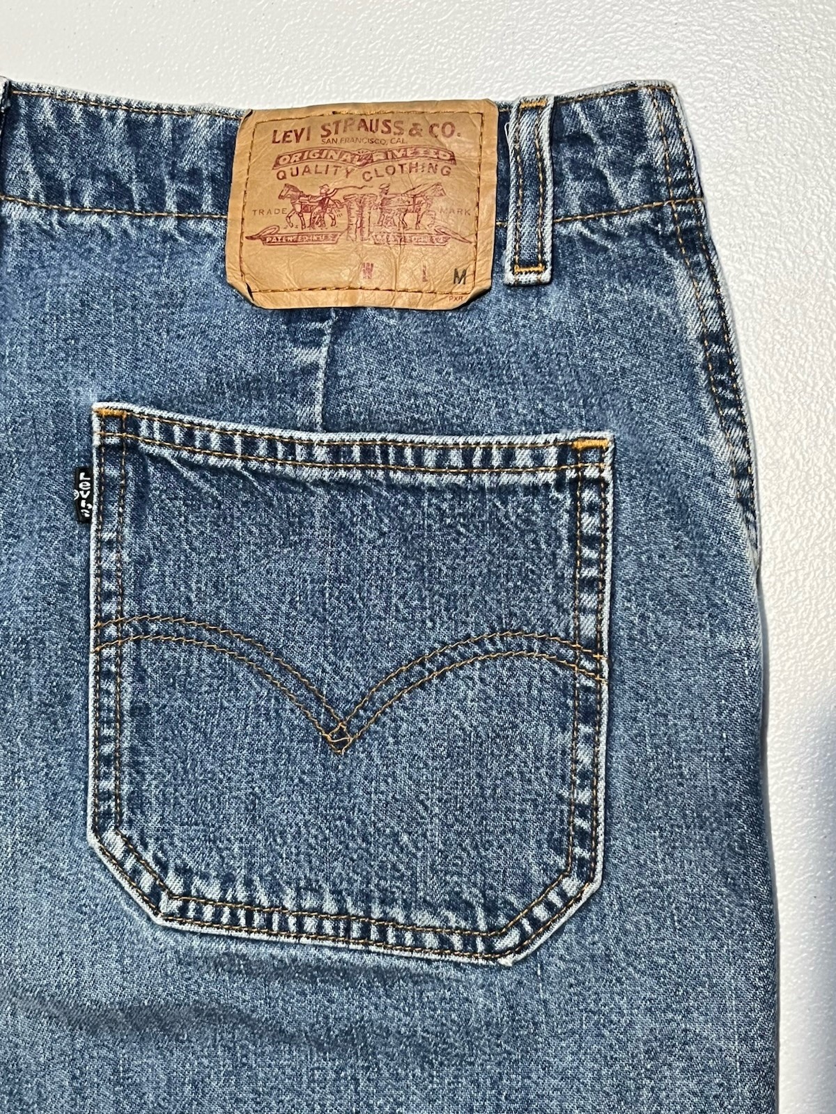 vtg 1998 Levis BLACK TAB Carpenter Jeans Wide Leg Denim Blue Women 10 M Baggy 90