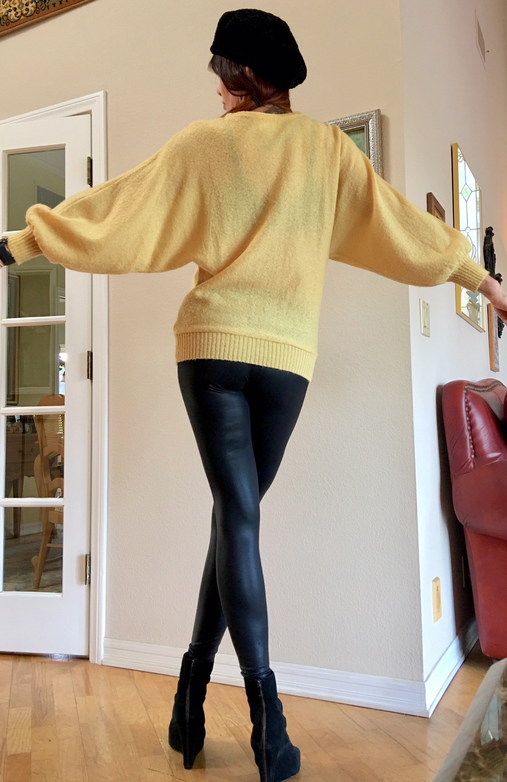 Vtg 80s Oversized Draped Dolman Batwing Sleeve Artsy Avant-garde Knit Sweater M
