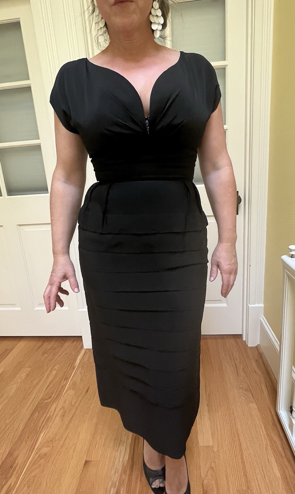 Vintage Stunning 1940’s 40’s Black Bombshell Dress Pinup S Fits 6 Large Chest