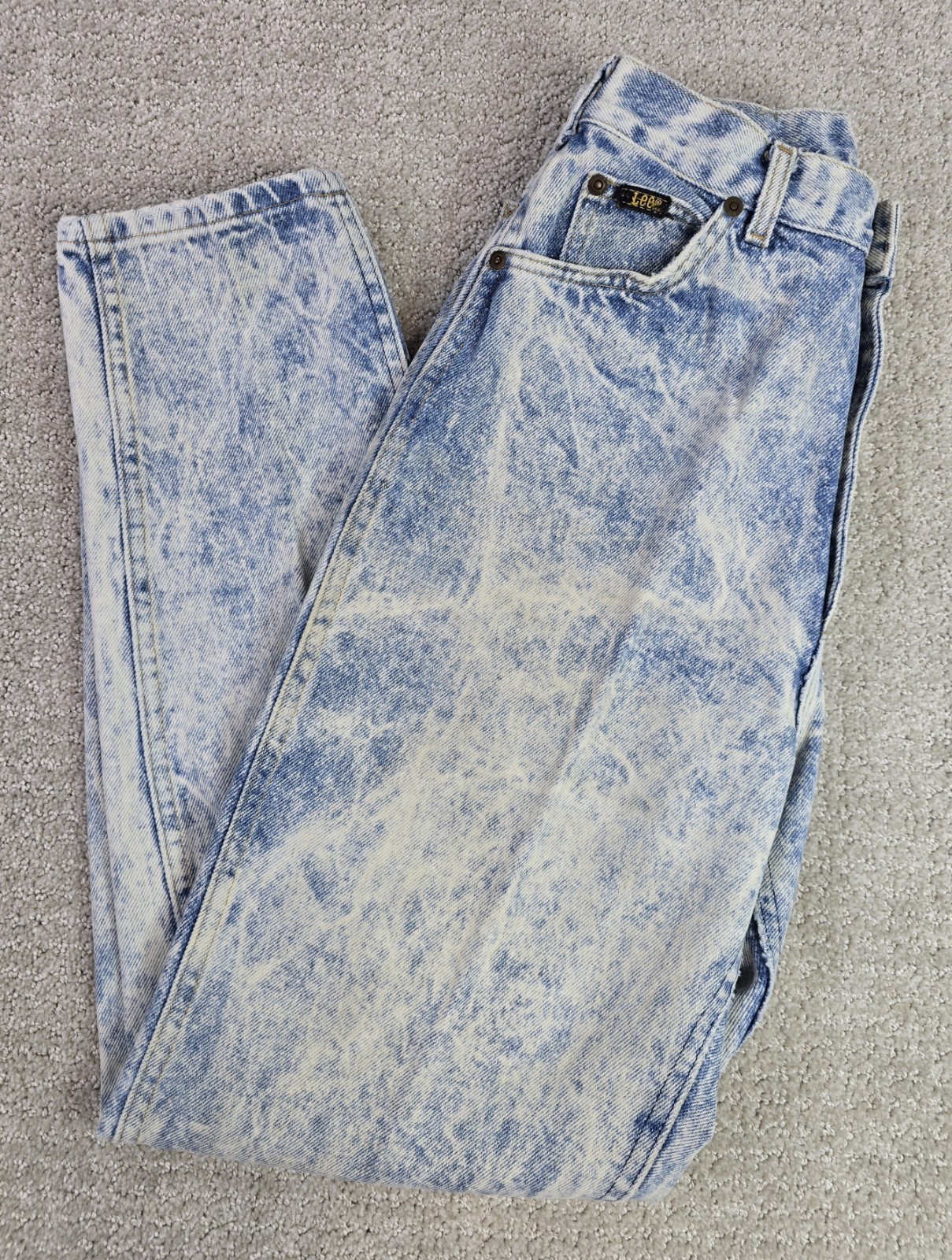 Vintage 80s Lee 10 High Rise Mom Pants Jeans USA Blue Acid Wash 70s Womans