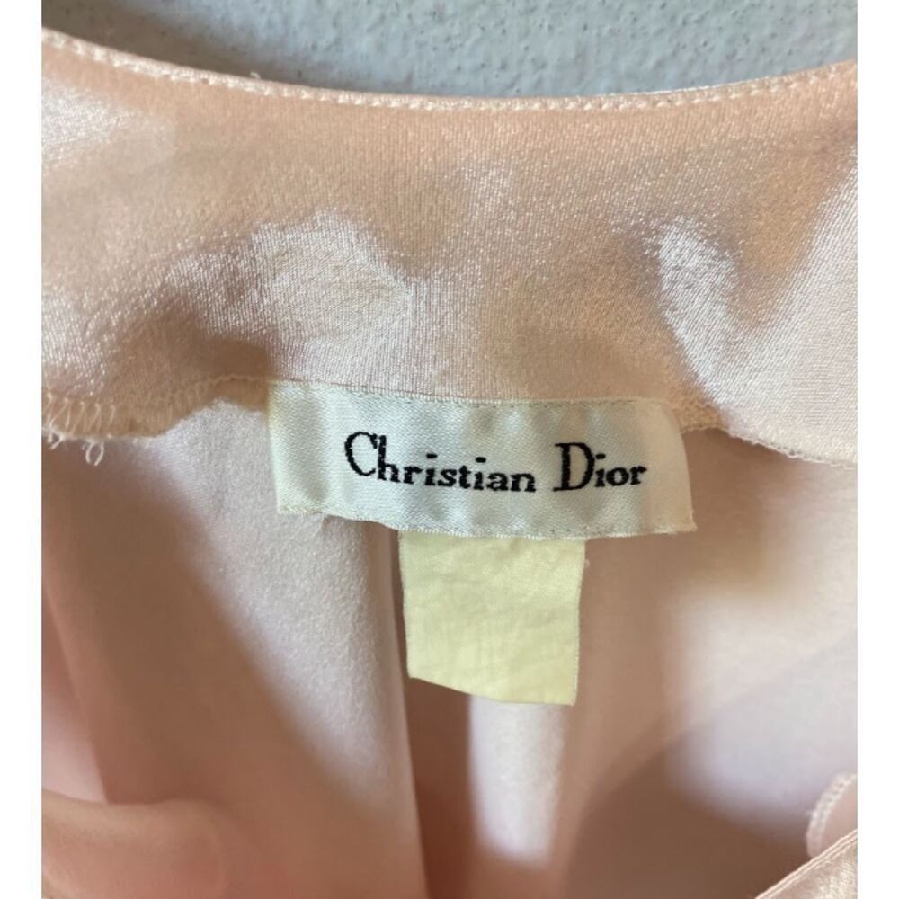 Vintage Christian Dior Satin Slip Dress Pink Lingerie Chemise CD Monogram