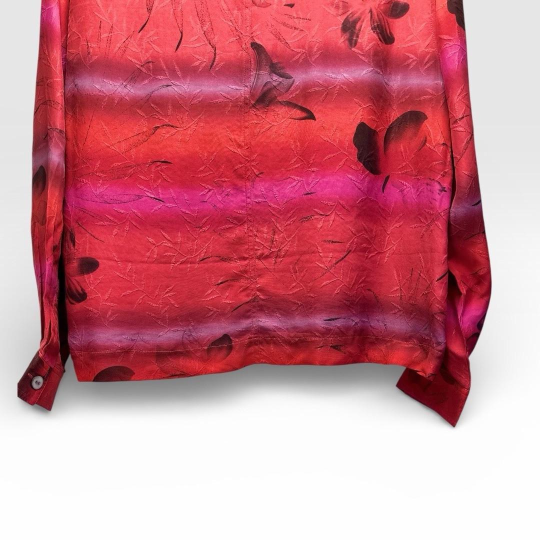 Chico’s Design Vtg 1990’s 100% Silk Red Ombre Watercolor Strip Wearable Art Sz L