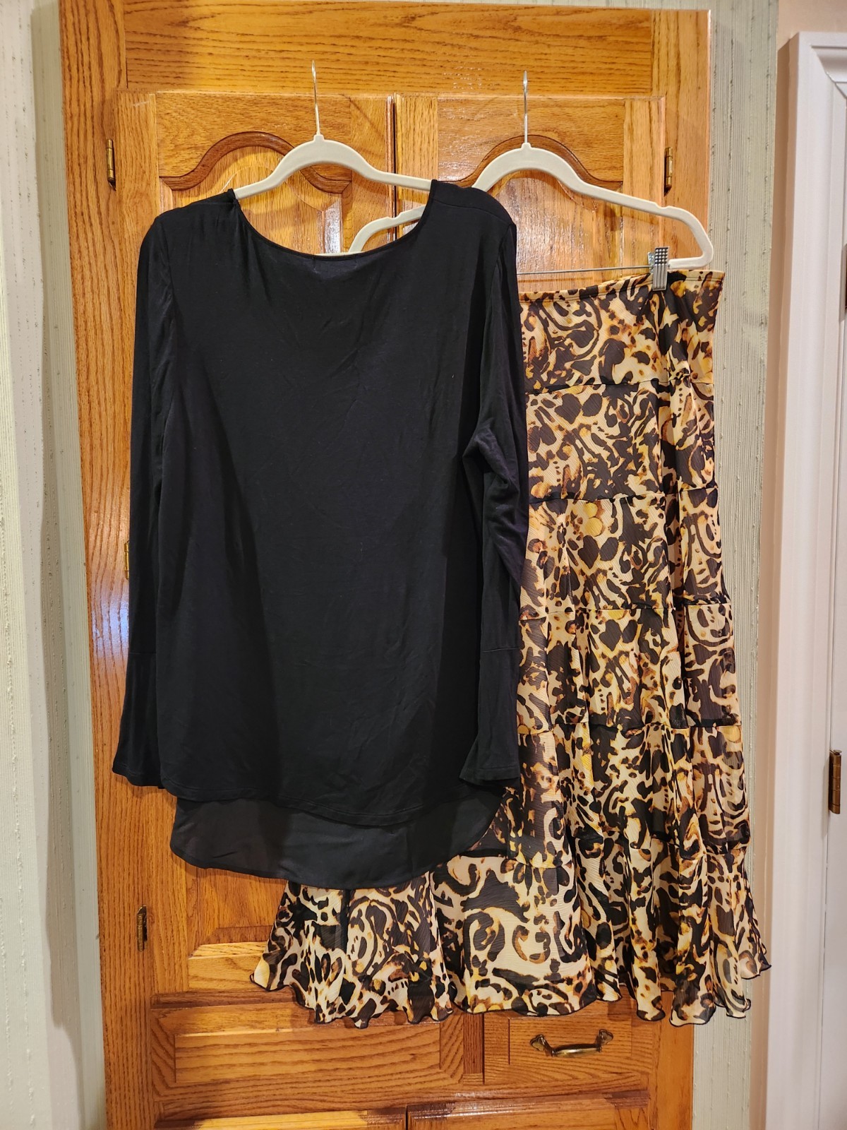 Ruby Rd Lined Maxi Skirt Sz 18 & Liz Claiborne Black Tunic Top XL 2pc Outfit
