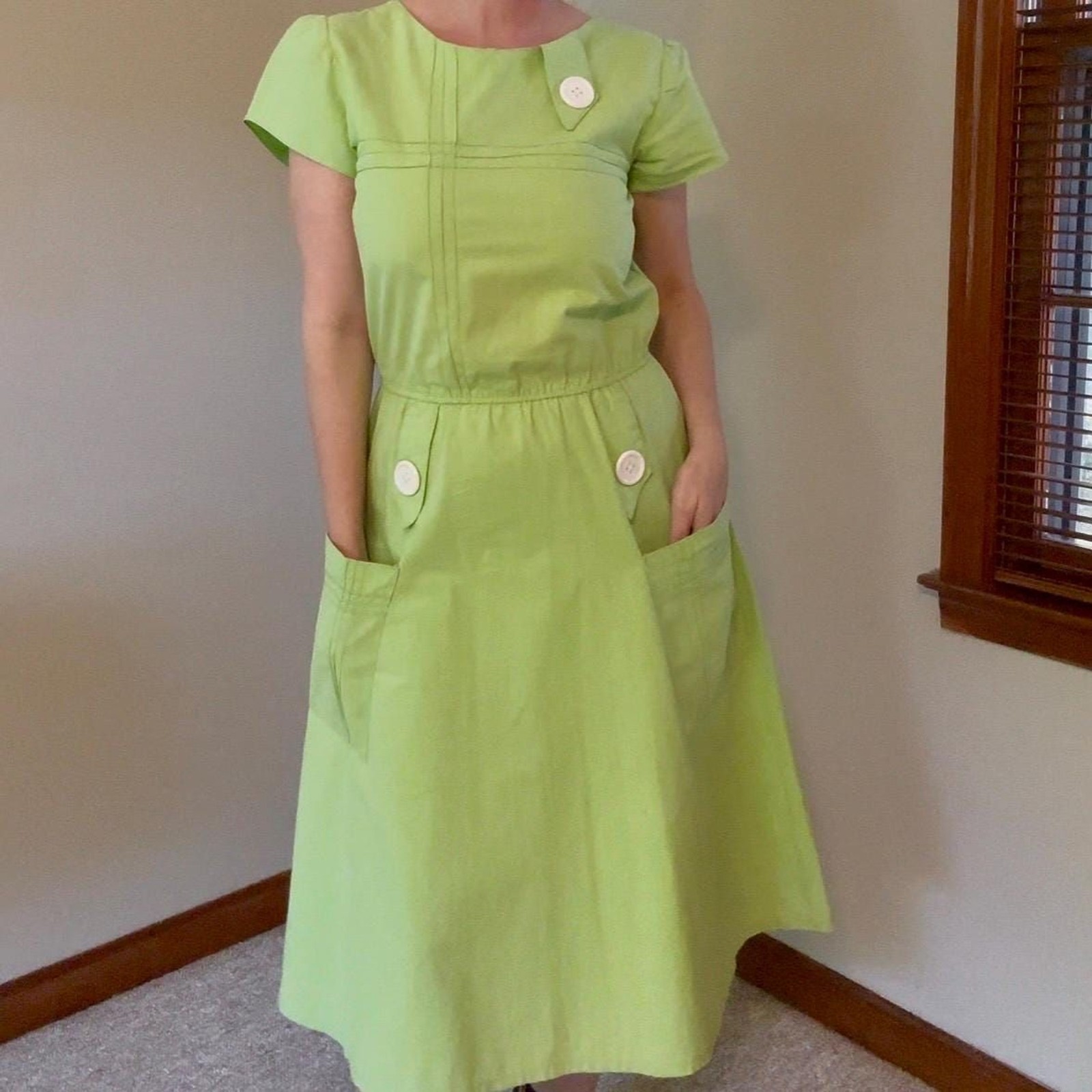 Vintage 60s Lime Green Mod MCM Pop Art Day Dress