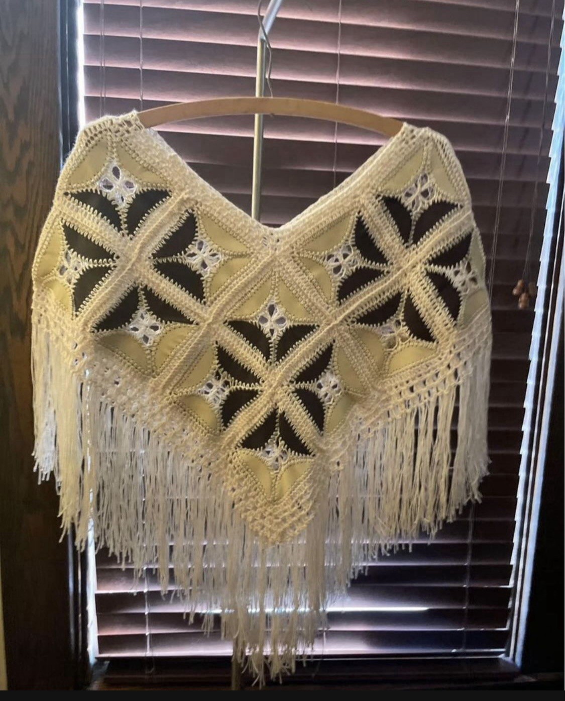 Leather Patchwork Crocheted Shaw