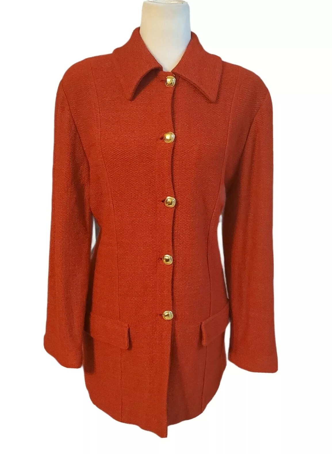 VTG Liz Claiborne Collection Red Knit Jacket Size Large ~ Acrylic, Nylon, Wool
