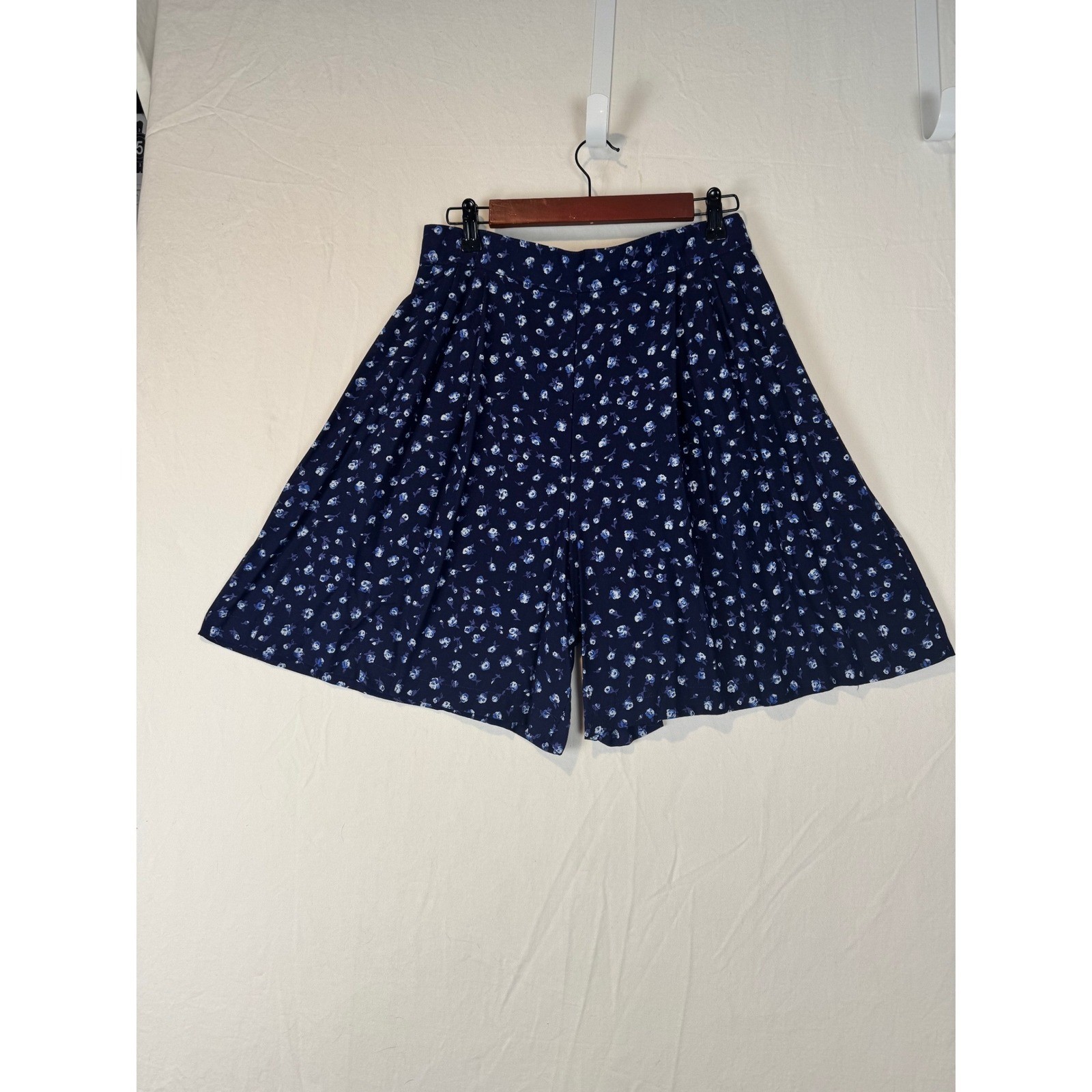 Vtg CHM Design Blue Floral Rayon 2 Piece Set Shirt Shorts LRG Summer Cottagecore