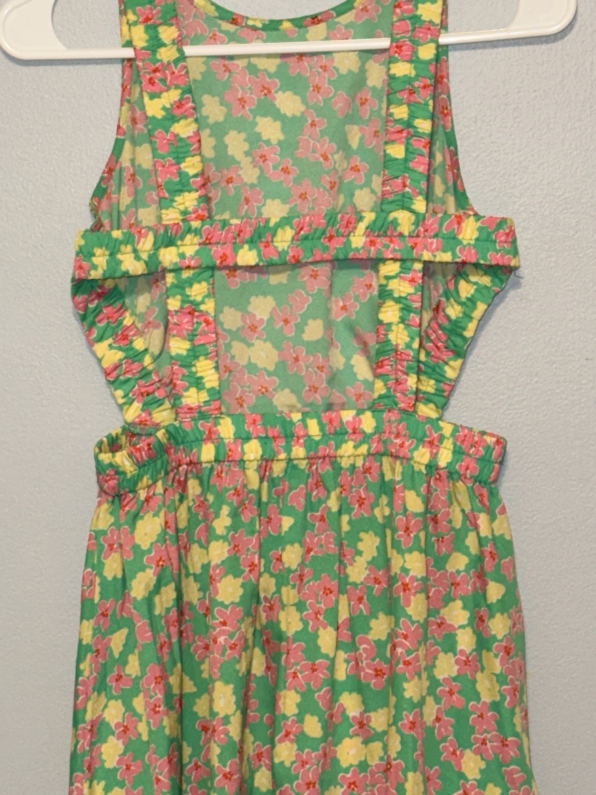 Vintage Mod Floral Cutout Waist Midi Dress Retro Garden Party Spring Cottagecore