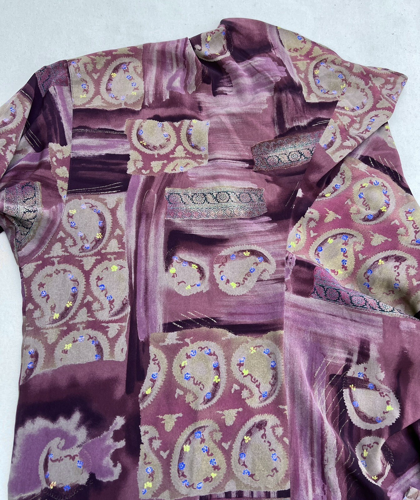 Christian Aujard 90s Vtg Paisley Cowl Blouse LS Pullover 86/90cm Japanese import