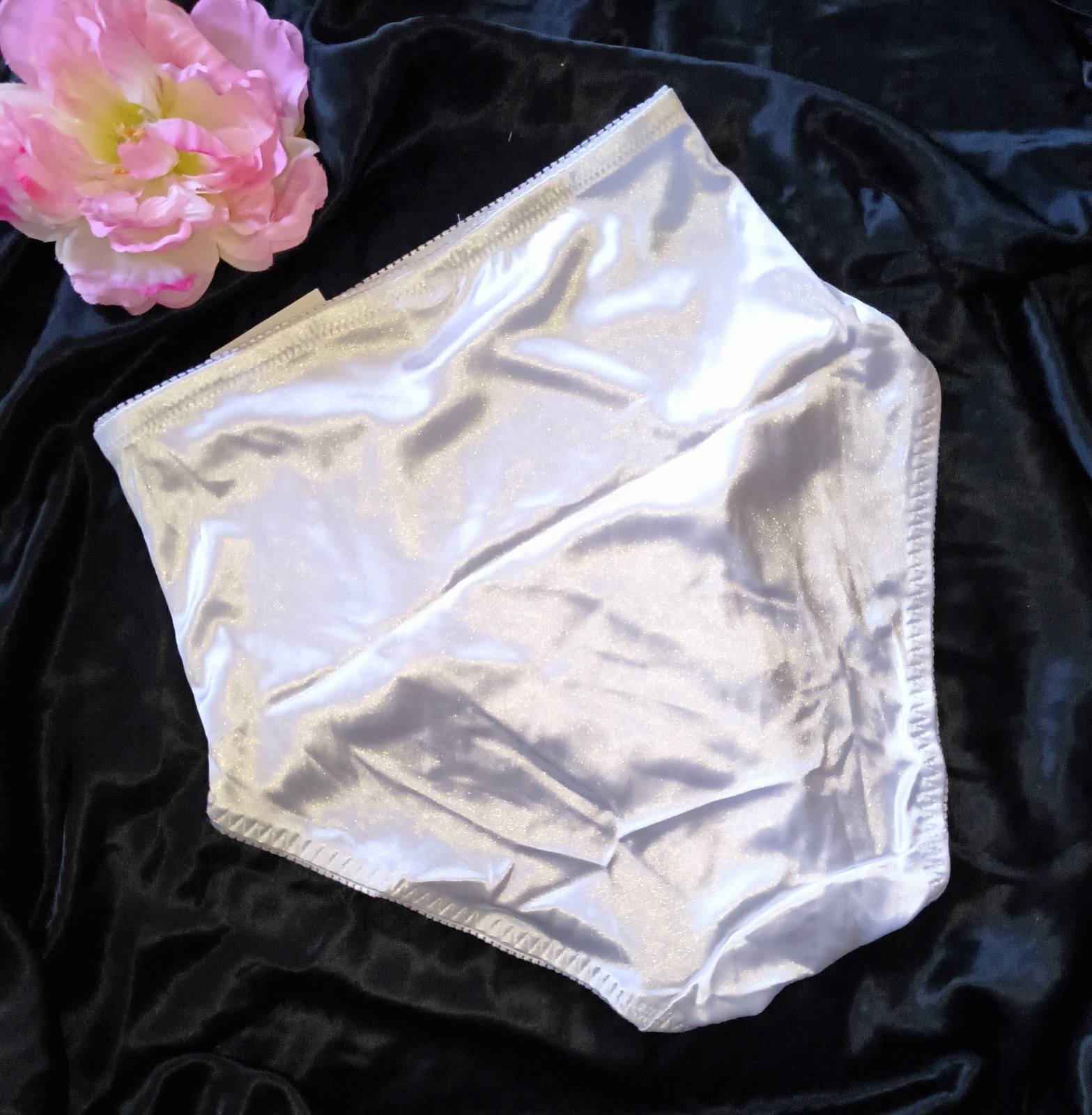 Vintage Second Skin Satin High Waisted Full Brief Girdle Granny Panties NOS- MED