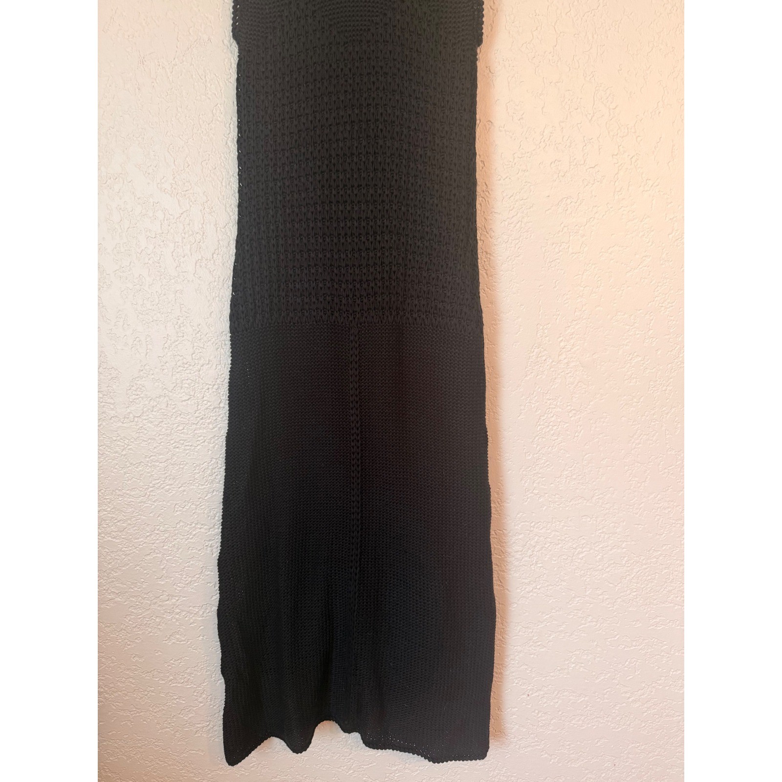 Vertigo Paris Black Boho Crochet Midi Dress Sweetheart A-Line Festival XS NWOT
