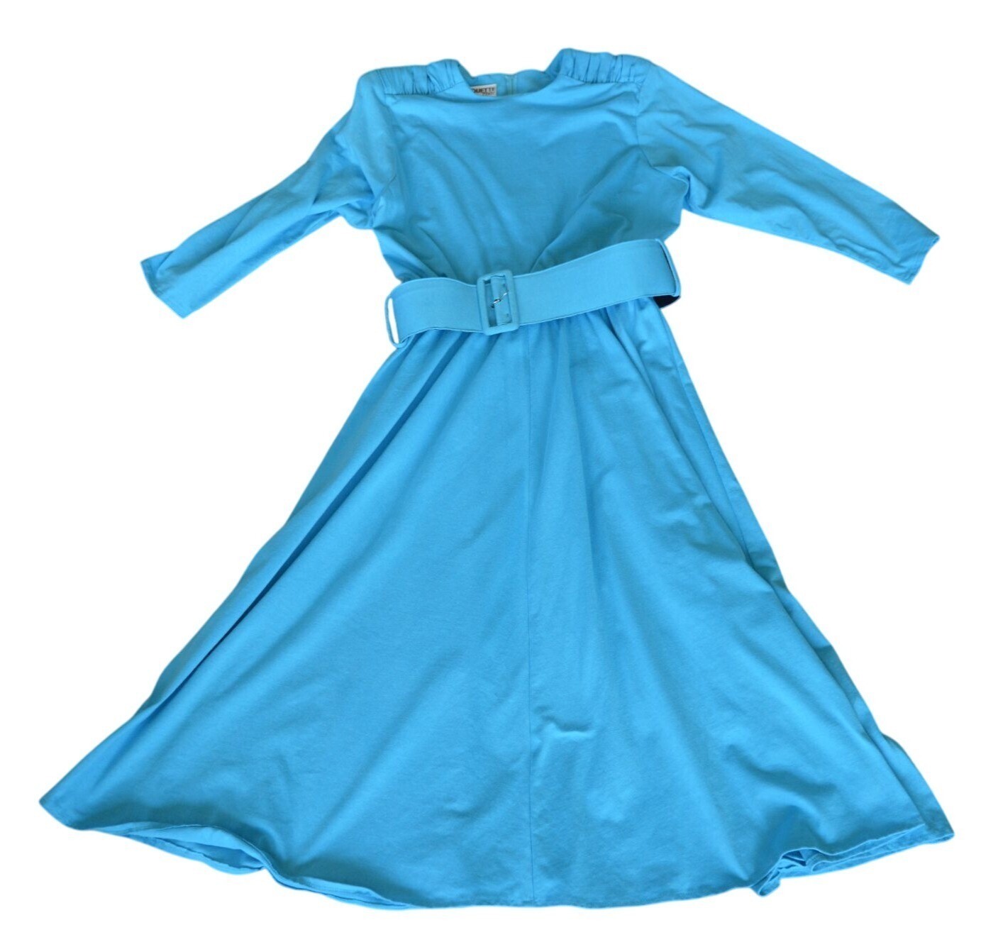 Vintage 80s Paquette Too! Bright Blue Belted Dress Womens Modern Size Medium