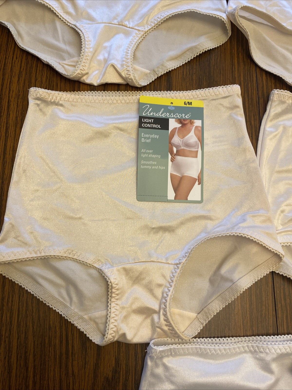 Lot Of 5 Underscore Light Control Satin Second Skin Panties Size 6 Medium