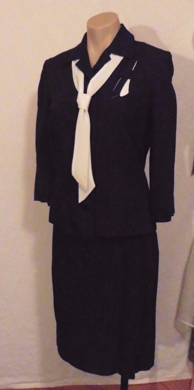 50s Navy Linen Suit by David Crystal sz 36Bust…28 waist