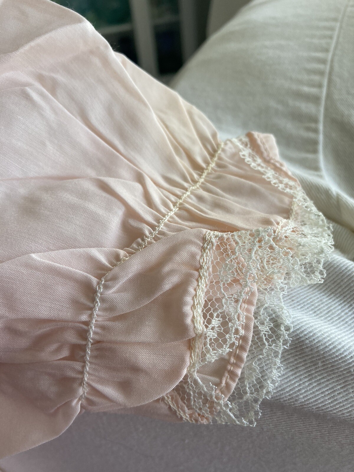 NWT Vtg 1950s KATZ Pink Cotton Nightgown Cottage Prairie Ruffles up to 38” Bust