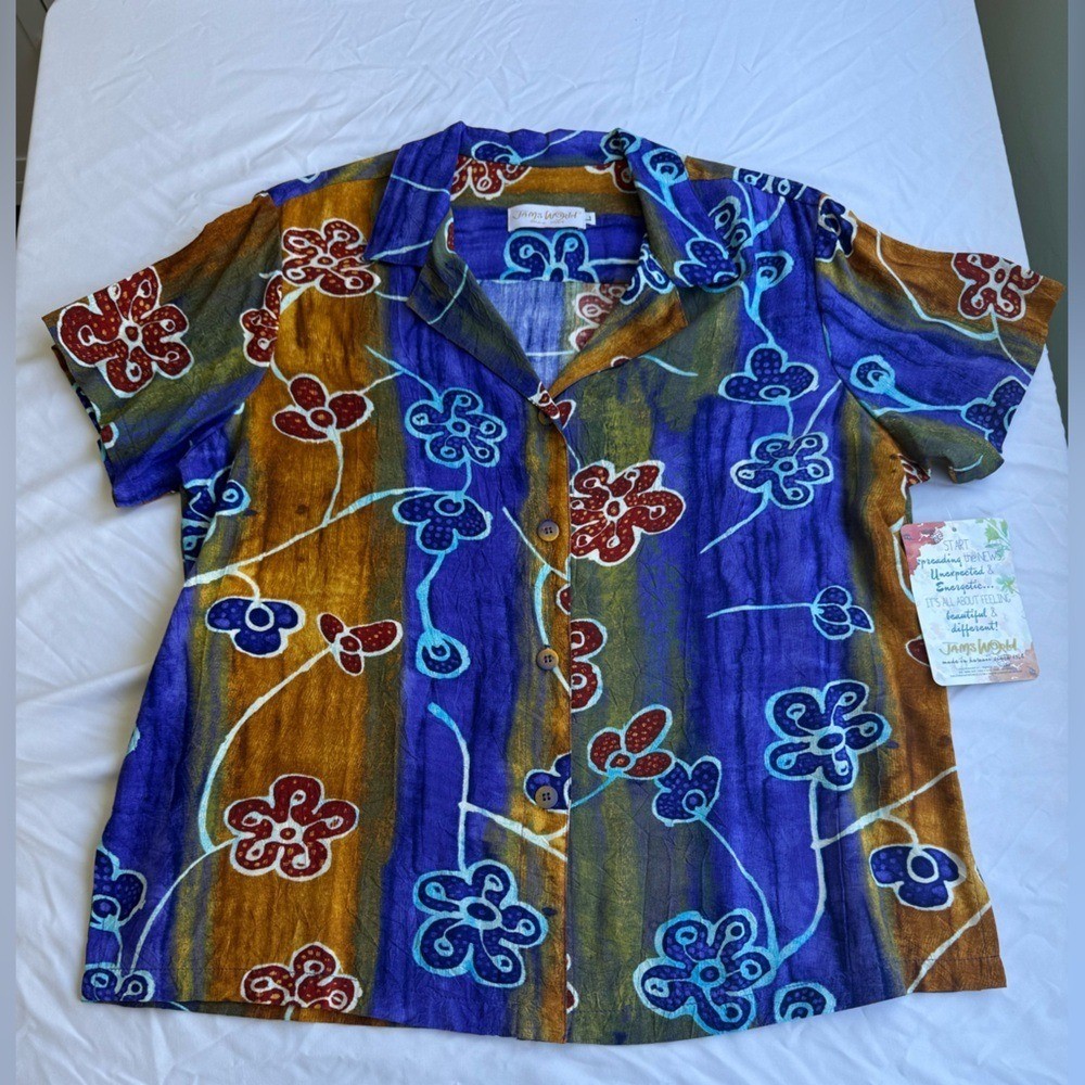 Jams World Hawaiian Shirt Women’s Large „Charms” Tropical Resortwear Festival