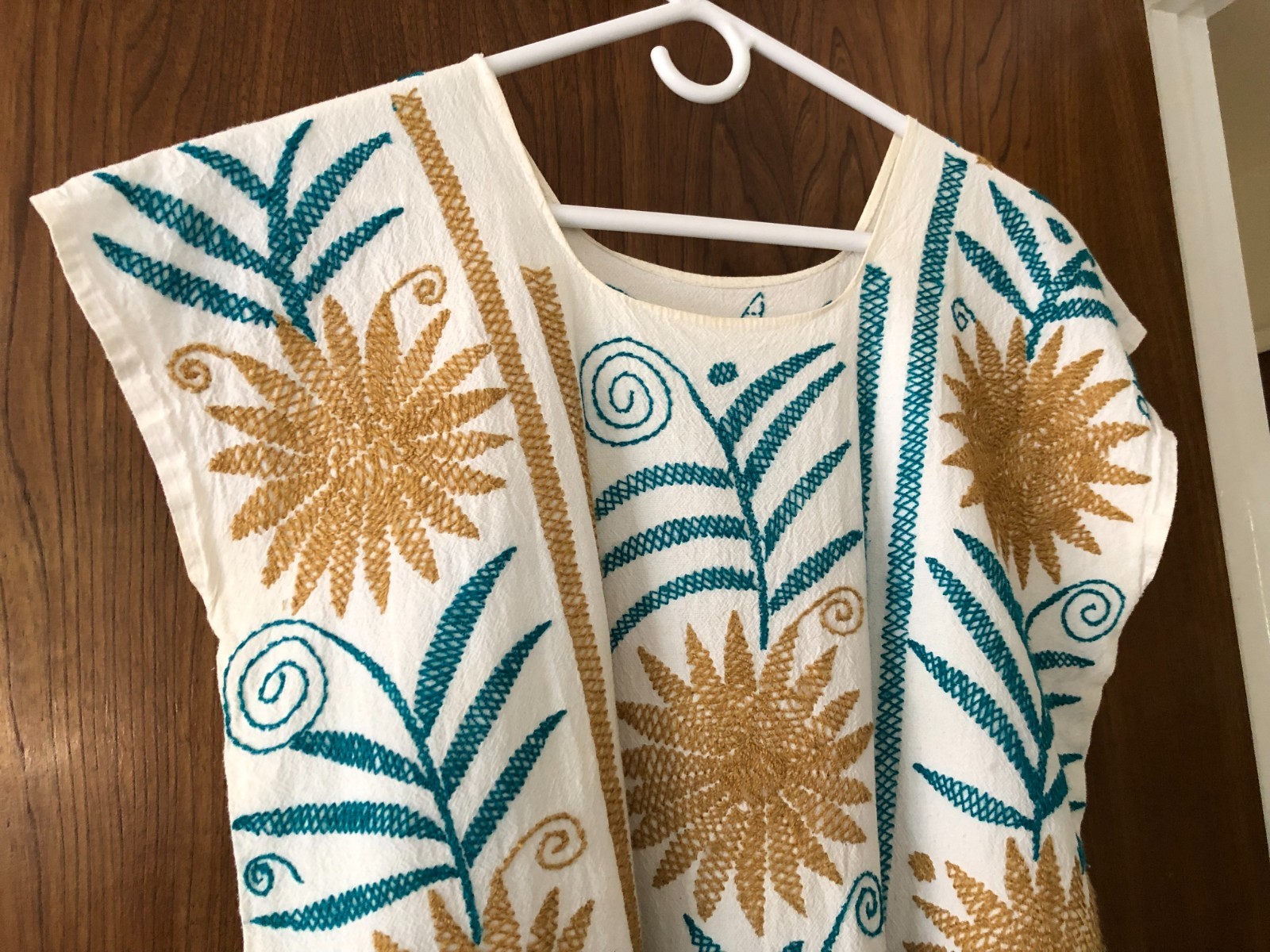 vintage hand embroidered Mexican dress