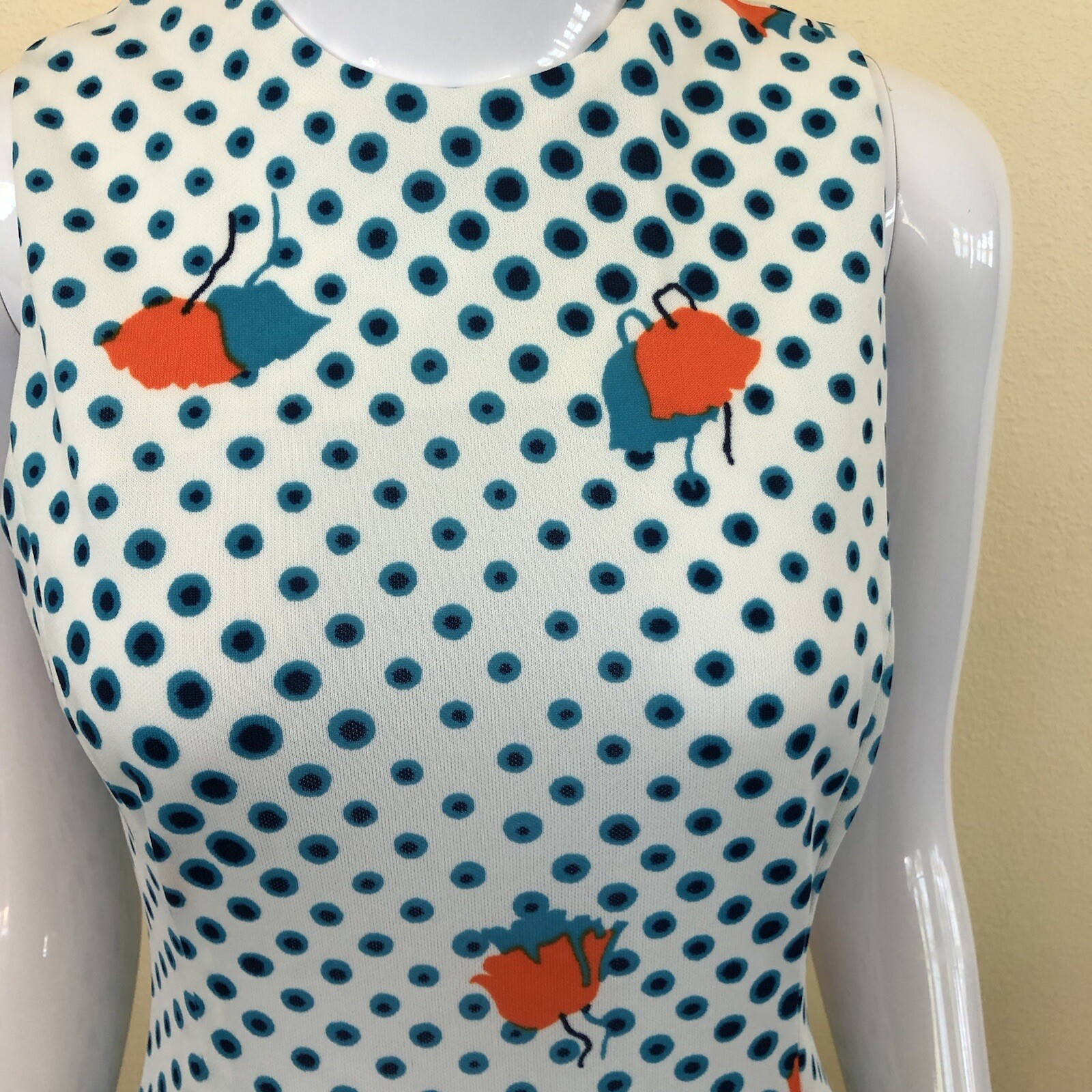 1970’s vintage Poppies and Polka Dots maxi Mod Glam Polka Dot Floral Dress SMALL