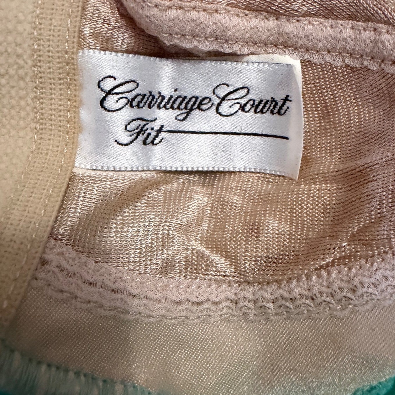 Carriage Court Fit One Piece Swimsuit Vintage 80’s 10 Turquoise Ruched Shimmer