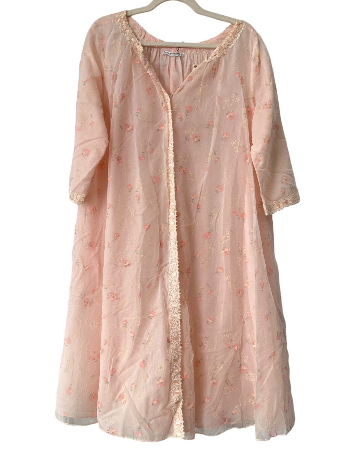 Vintage 60s Julius Garfinckel Co Floral Nightgown Size L Fairy Coquette Feminine