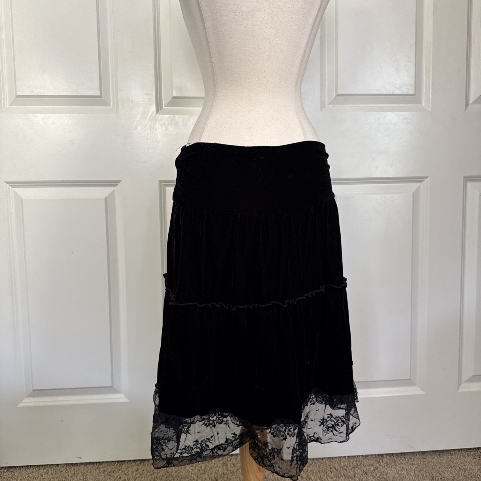 Vintage 90s Whimigoth Velour Skirt Beaded Amy Byer Sz L Dark Fairy Y2k Rare Vamp