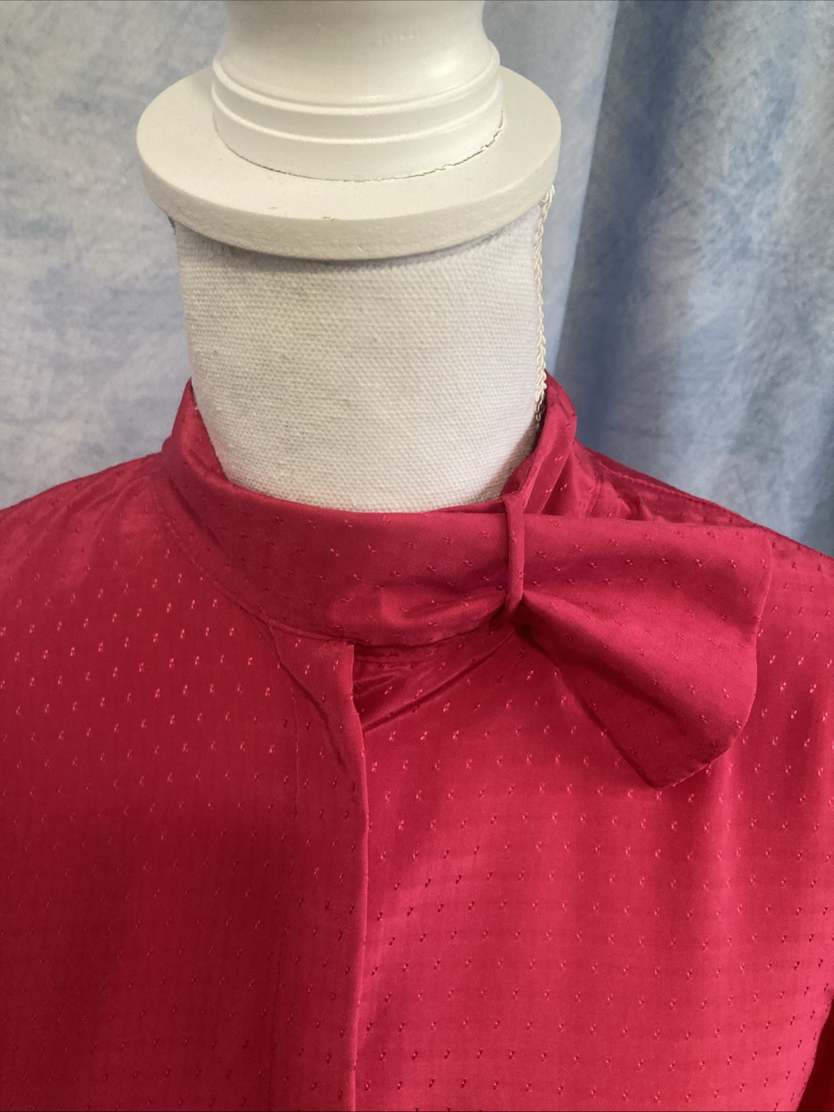VTG 80s Miss Sophisticates Pendleton Hot Pink Pussybow Secretary Blouse 7/8 XS/S