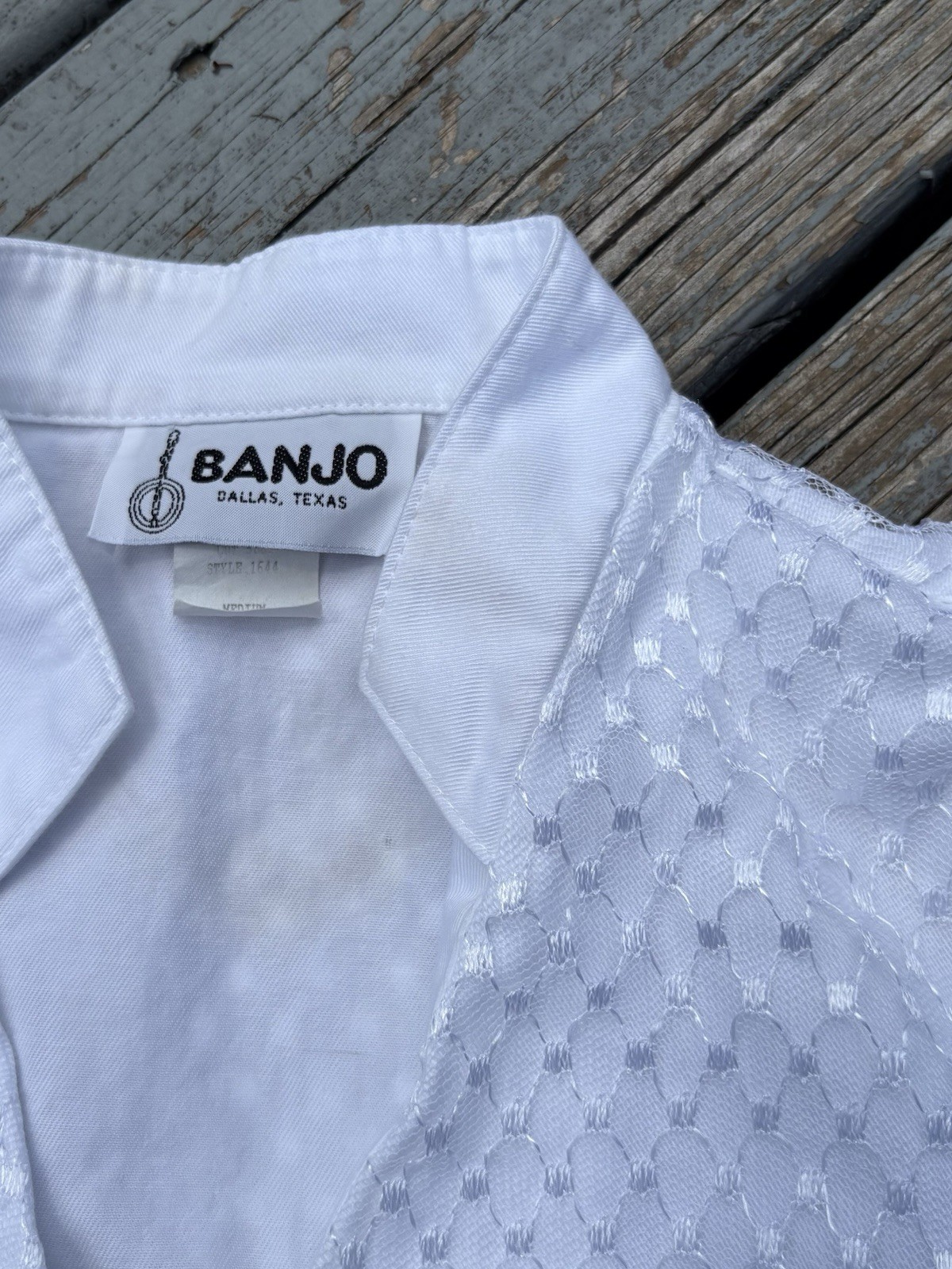 Vintage Western Valentines Button Up Shirt Women’s Cowboy Banjo Cute White Frill