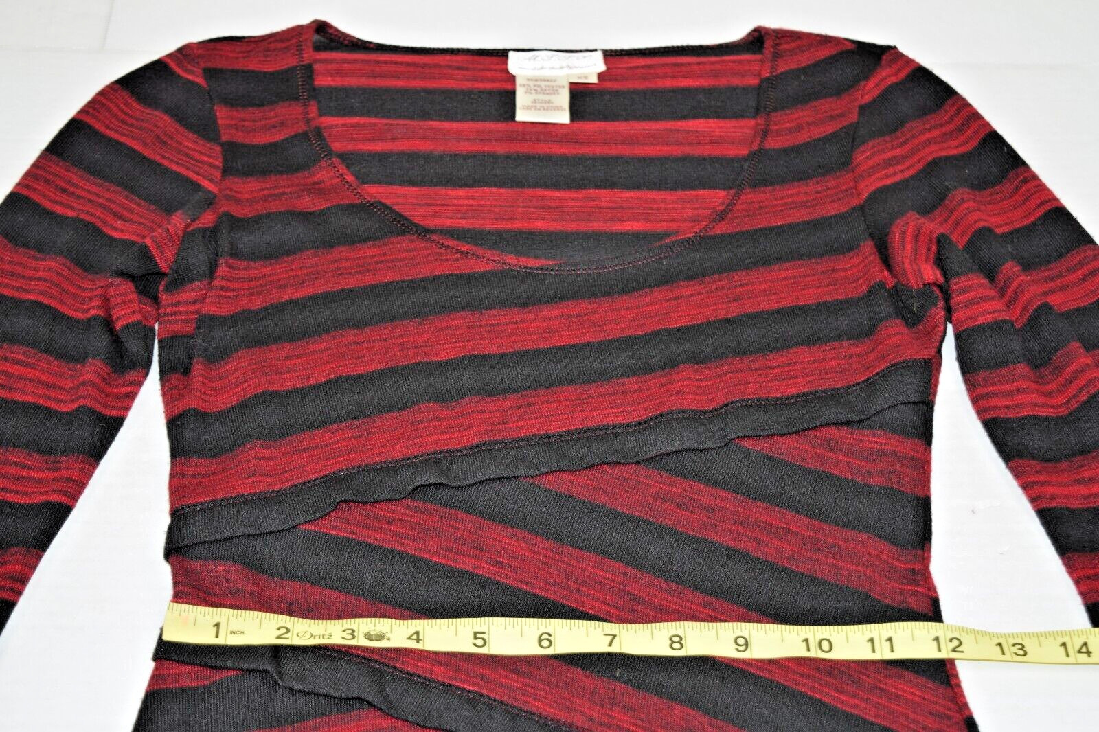 Vintage Mini Dress MSSP Size XS 90s Black Red Striped Bandage Style Soft Stretch