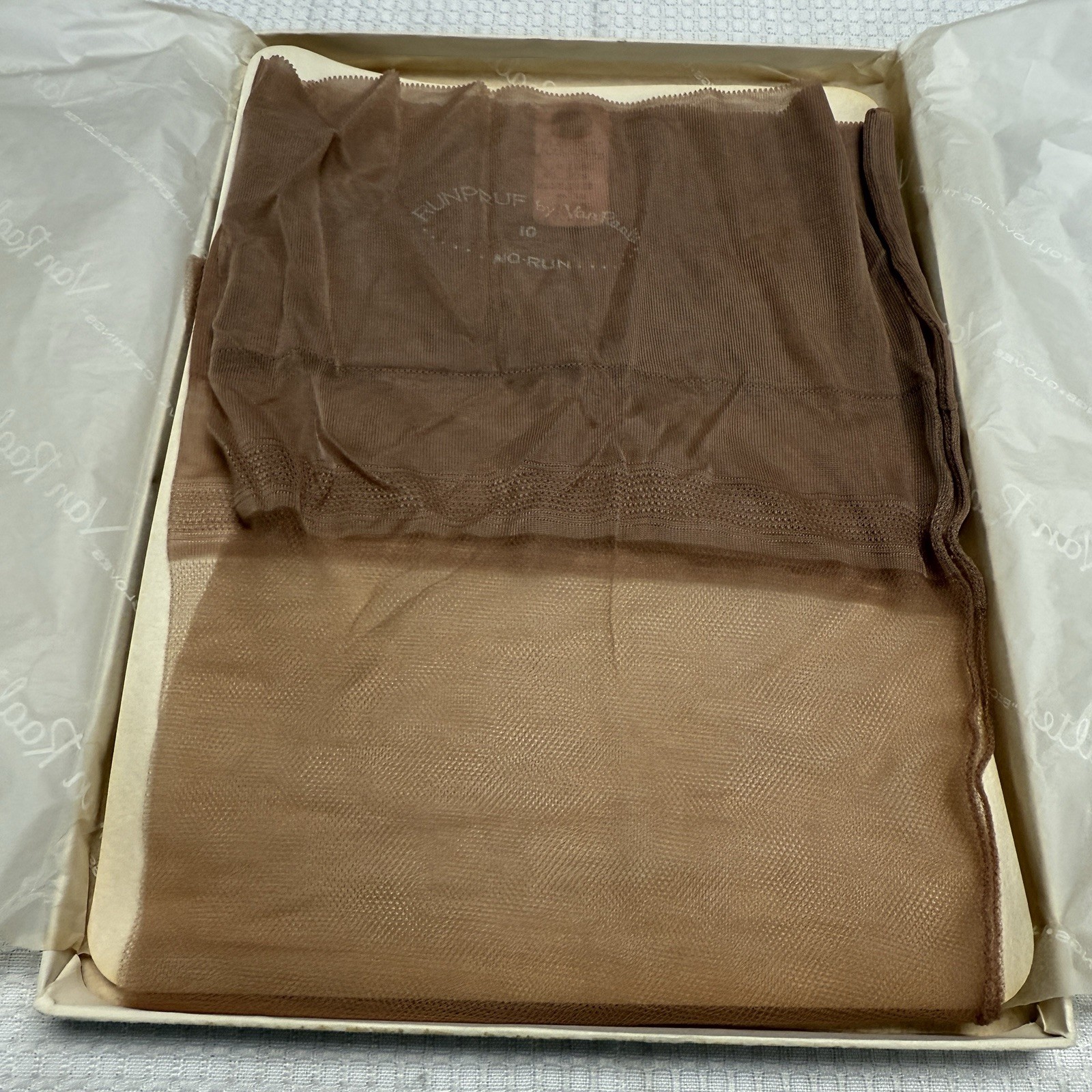 Vtg 50s VAN RAALTE Runpruf 15 Highlight 10 Nylon Hose Stockings Seam New 1 Box