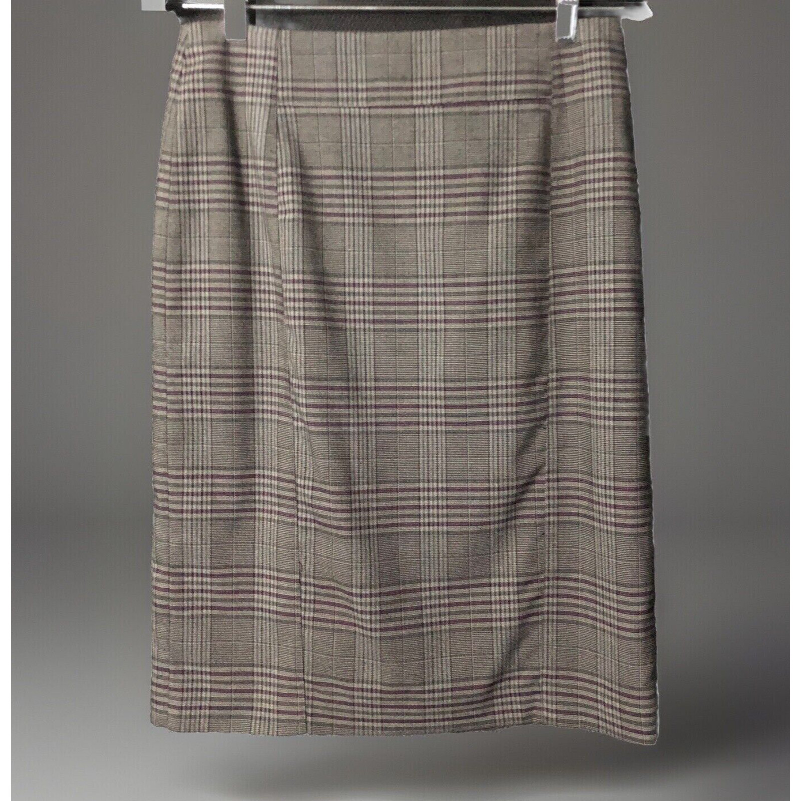 Metro Style Skirt Womens 10Tall Grey Purple Plaid Back Zip Vintage New York