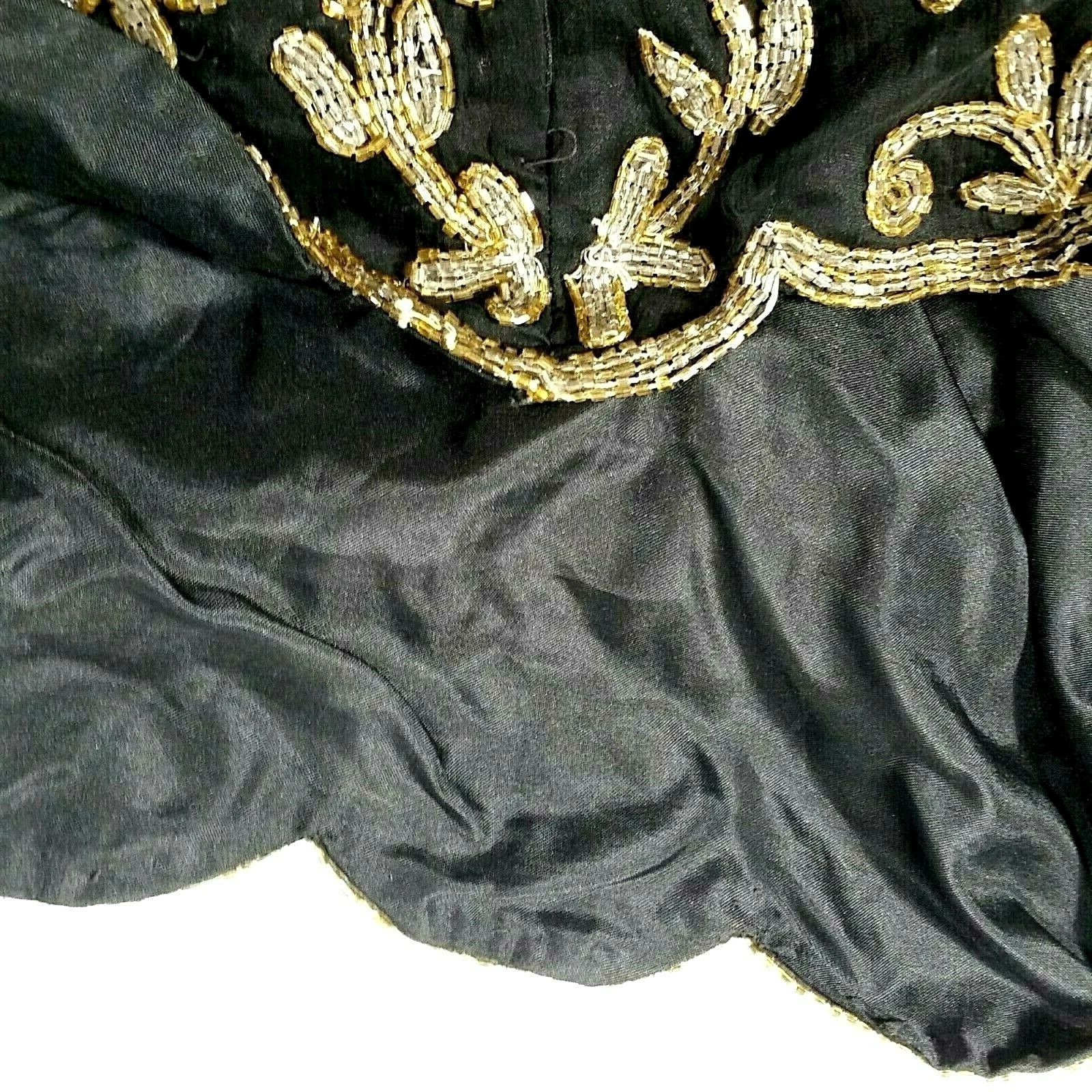 NEW STENAY Top 100% Silk Vtg S Holiday Gold Silver Metallic Beads Scallops Event