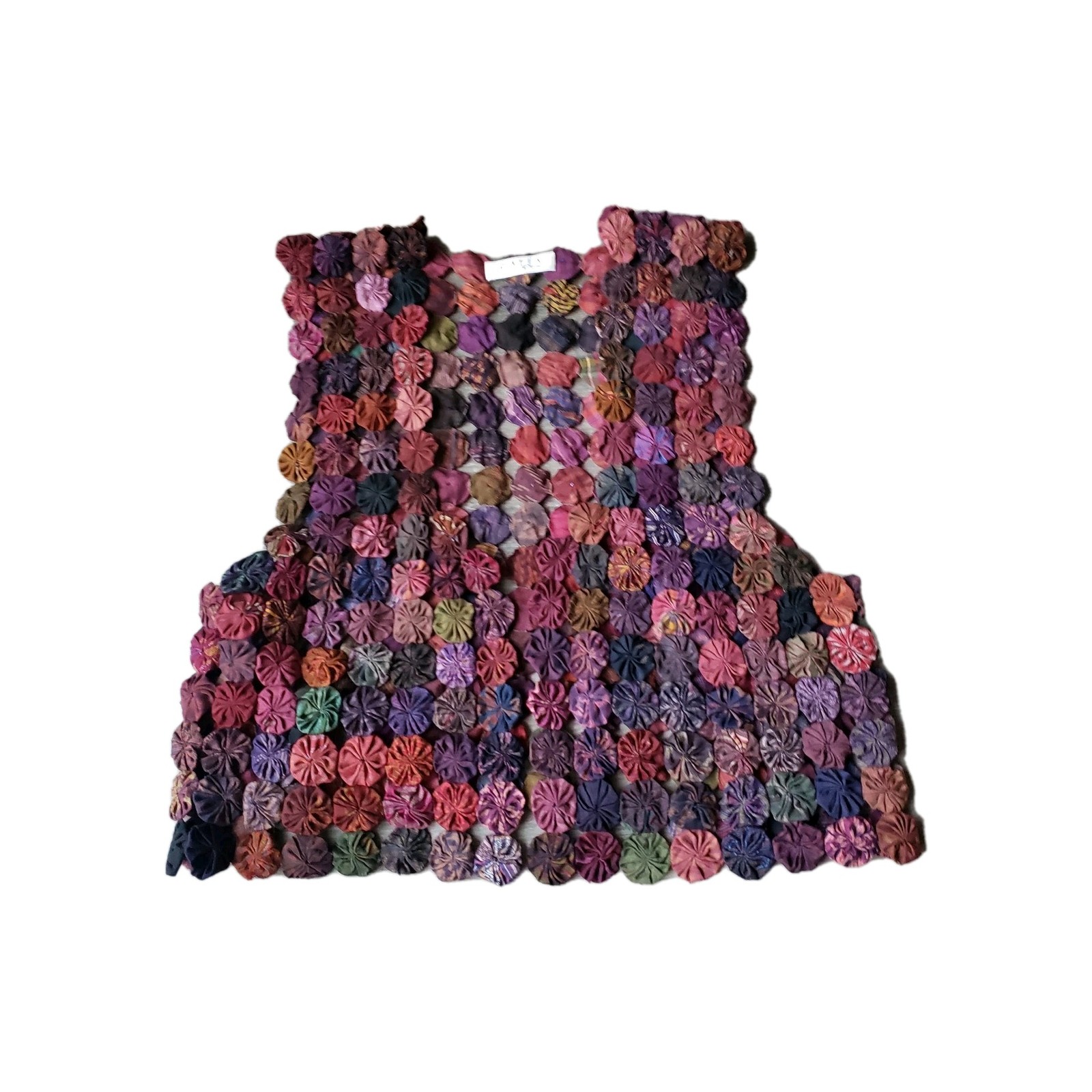 VTG Rafia Studio Yo Yo Fabric Vest Sz M/L? Festival Folk Festival Boho Hippie