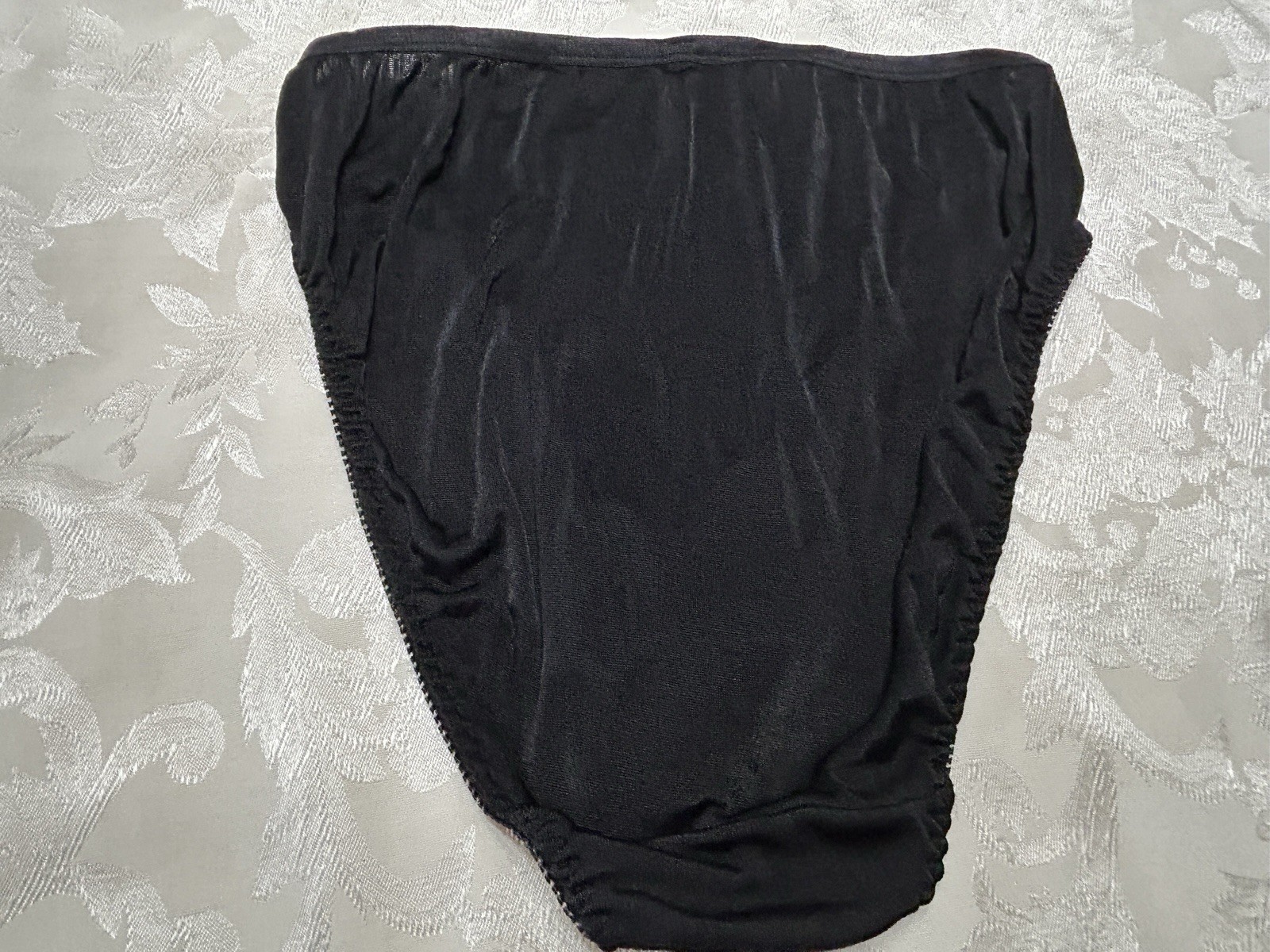 NWT Vtg RENE ROFE’ Feels Like Satin Polyester Hi-Leg 10 Black Panties #418