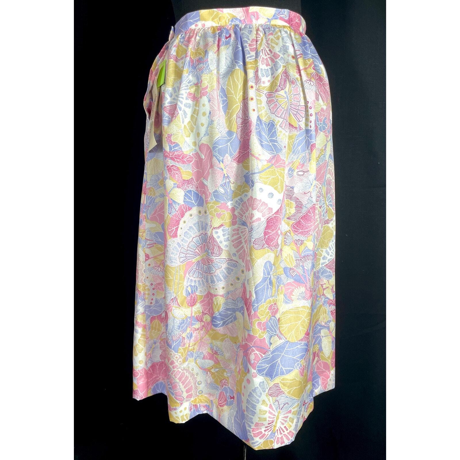 vintage mid century pastel floral and butterfly skirt Tailored by Handmacher,