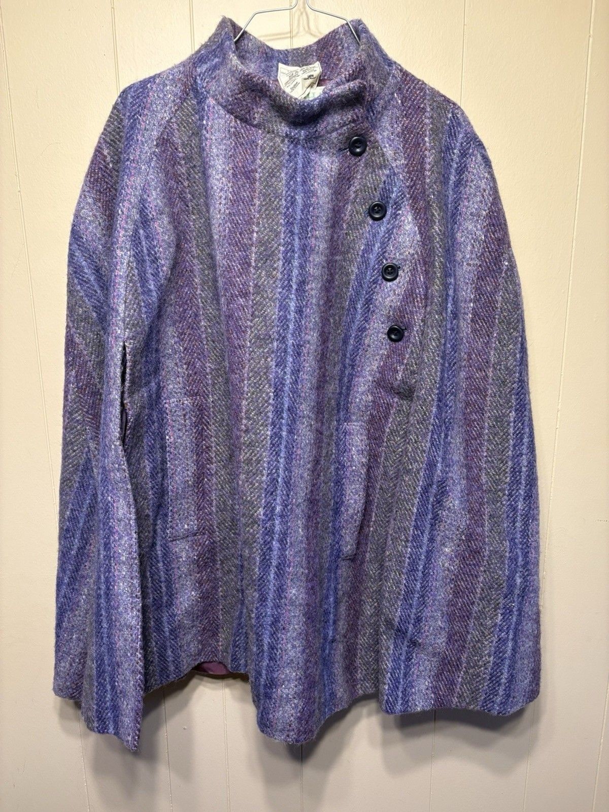 Vintage Purple Belted Jimmy Hourihan Short Wool Cape Pockets. Mint Condition
