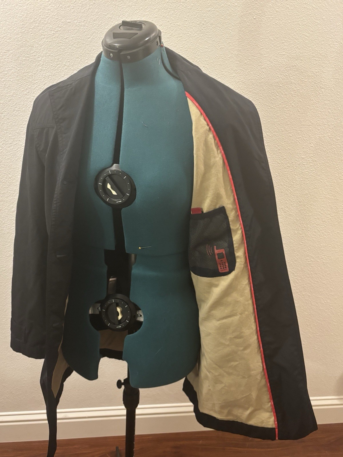 Vintage Esprit 68 Black Nylon Coat Jacket Button Front USA Made 80s/90s