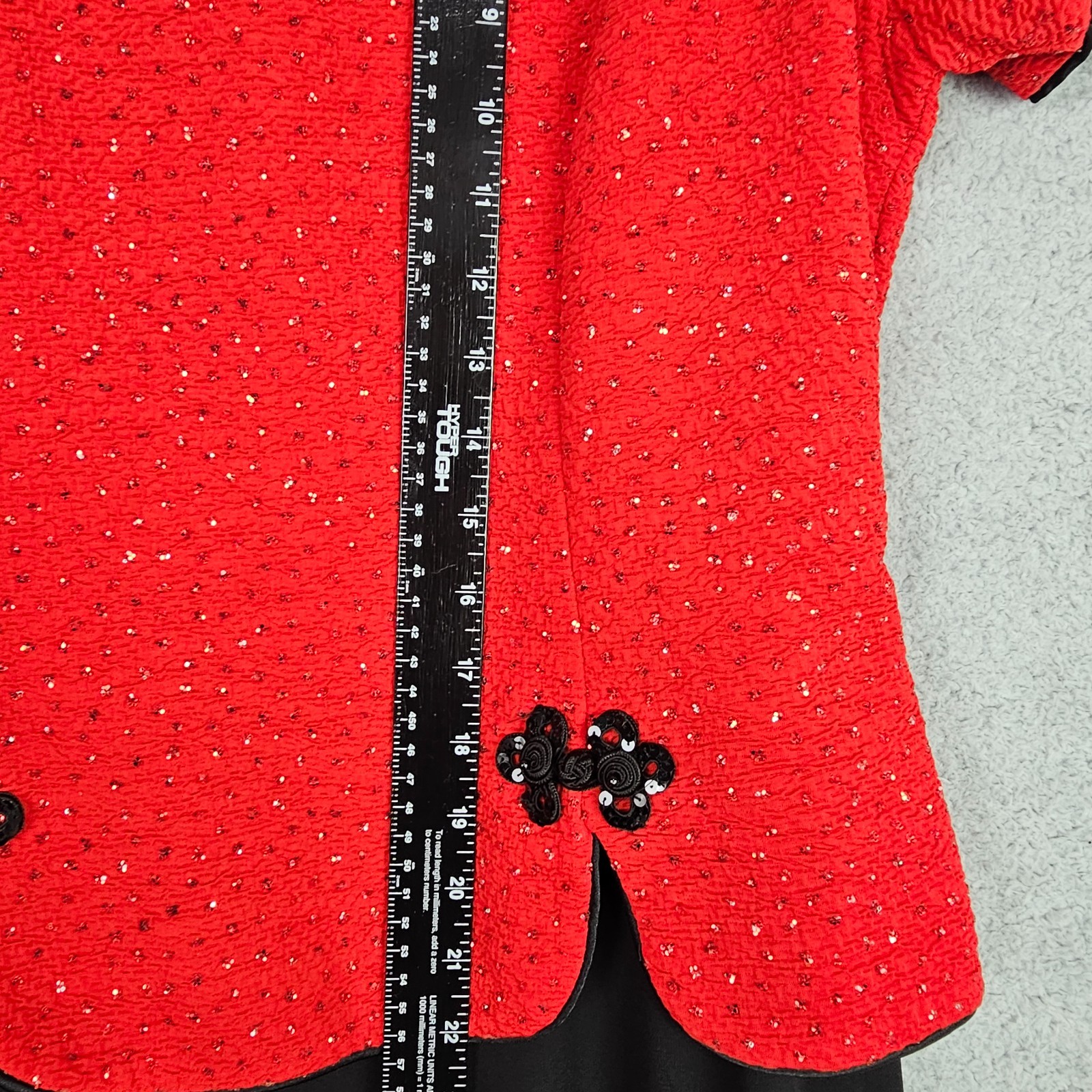 VTG 90s Jessica Howard Womens Dress 12 Red Asian Cheongsam Qi Pao Glitter Sequin